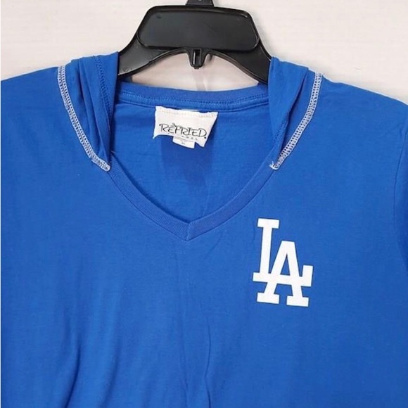 Women's Los Angeles Dodgers Refried Apparel Heathered Royal/Gray Hoodie Dress - Picture 6 of 6
